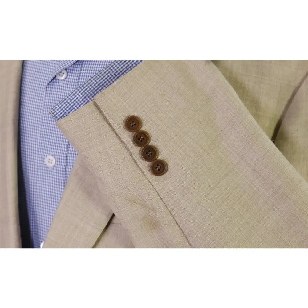 Brooks Brothers 1818 Madison Light Brown Woven Wool Blazer Jacket 44L